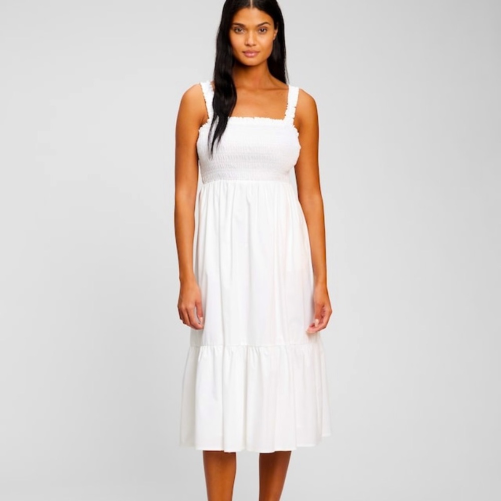 Gap Smocked Midi Tank Dress White XS Petite NWT